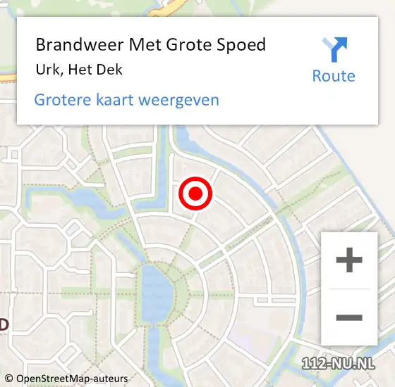 Locatie op kaart van de 112 melding: Brandweer Met Grote Spoed Naar Urk, Het Dek op 5 januari 2024 22:01