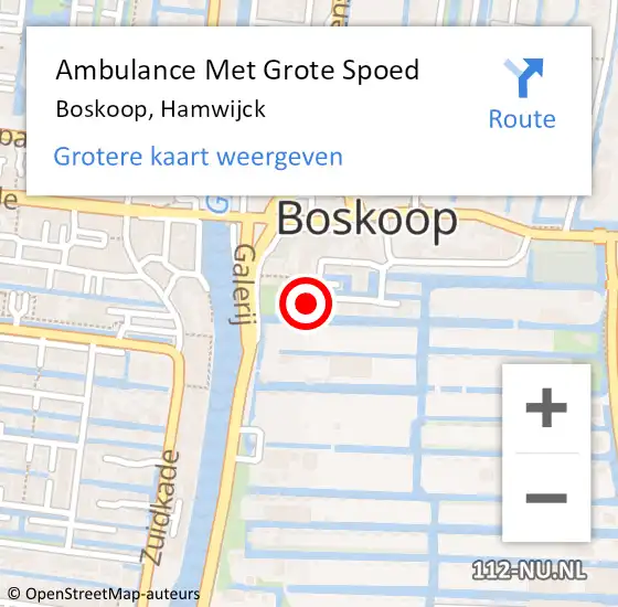 Locatie op kaart van de 112 melding: Ambulance Met Grote Spoed Naar Boskoop, Hamwijck op 5 januari 2024 22:04