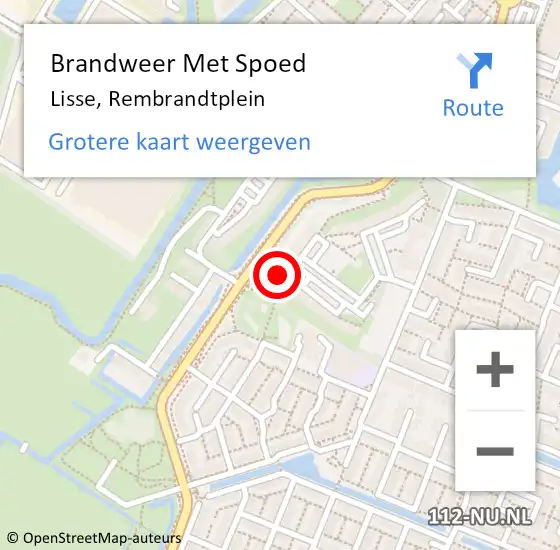 Locatie op kaart van de 112 melding: Brandweer Met Spoed Naar Lisse, Rembrandtplein op 5 januari 2024 22:40