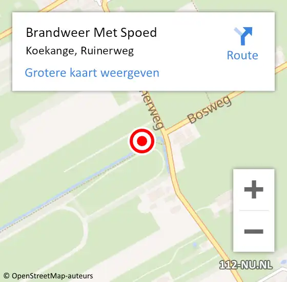Locatie op kaart van de 112 melding: Brandweer Met Spoed Naar Koekange, Ruinerweg op 5 januari 2024 22:54