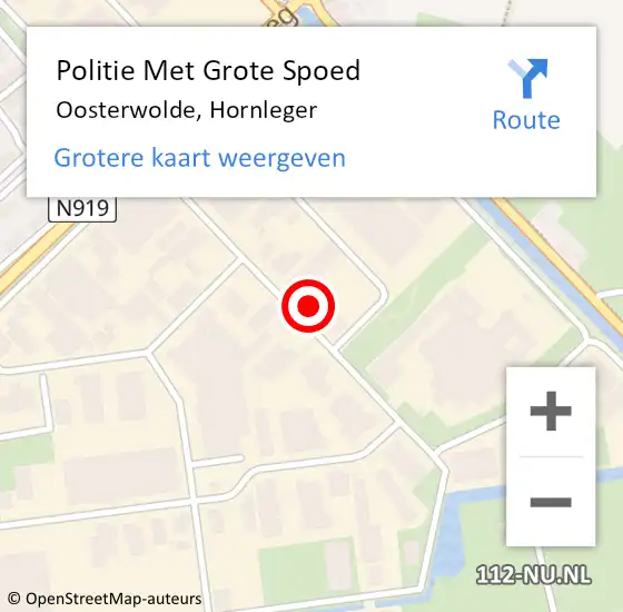 Locatie op kaart van de 112 melding: Politie Met Grote Spoed Naar Oosterwolde, Hornleger op 5 januari 2024 23:07