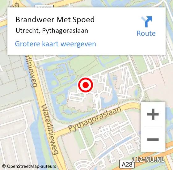 Locatie op kaart van de 112 melding: Brandweer Met Spoed Naar Utrecht, Pythagoraslaan op 5 januari 2024 23:20