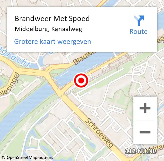 Locatie op kaart van de 112 melding: Brandweer Met Spoed Naar Middelburg, Kanaalweg op 5 januari 2024 23:45