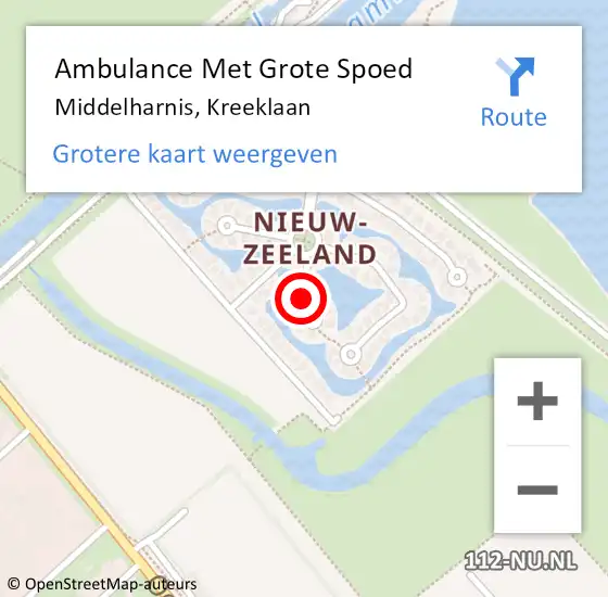 Locatie op kaart van de 112 melding: Ambulance Met Grote Spoed Naar Middelharnis, Kreeklaan op 6 januari 2024 00:07