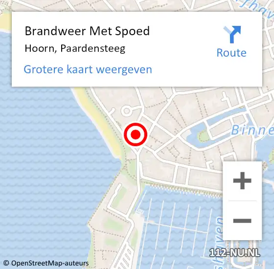 Locatie op kaart van de 112 melding: Brandweer Met Spoed Naar Hoorn, Kuil op 6 januari 2024 00:32