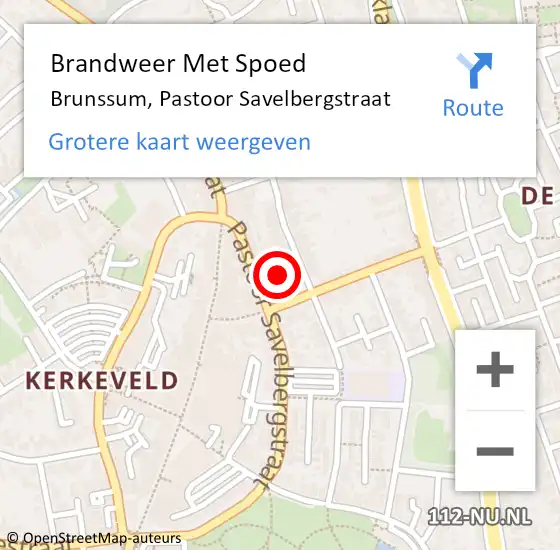 Locatie op kaart van de 112 melding: Brandweer Met Spoed Naar Brunssum, Pastoor Savelbergstraat op 6 januari 2024 00:57