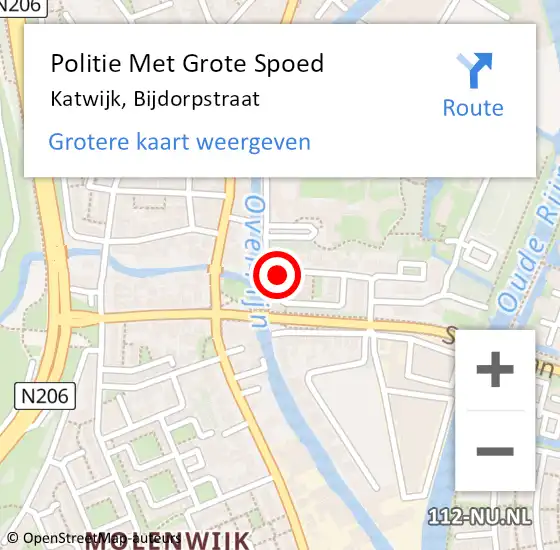 Locatie op kaart van de 112 melding: Politie Met Grote Spoed Naar Katwijk, Bijdorpstraat op 6 januari 2024 00:57