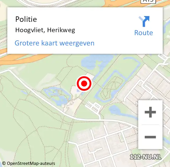 Locatie op kaart van de 112 melding: Politie Hoogvliet, Herikweg op 6 januari 2024 00:58