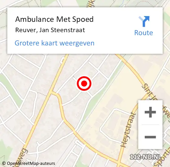 Locatie op kaart van de 112 melding: Ambulance Met Spoed Naar Reuver, Jan Steenstraat op 6 januari 2024 01:08