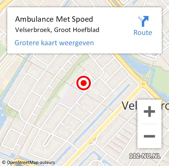 Locatie op kaart van de 112 melding: Ambulance Met Spoed Naar Velserbroek, Groot Hoefblad op 6 januari 2024 01:14