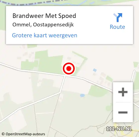Locatie op kaart van de 112 melding: Brandweer Met Spoed Naar Ommel, Oostappensedijk op 6 januari 2024 01:21