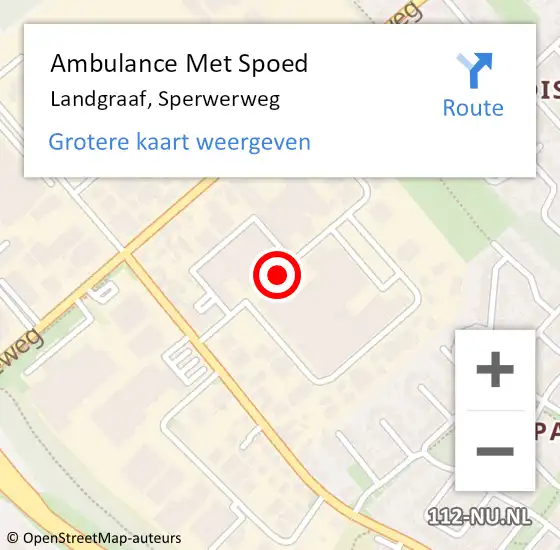 Locatie op kaart van de 112 melding: Ambulance Met Spoed Naar Landgraaf, Sperwerweg op 21 september 2014 04:40