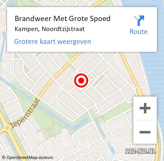 Locatie op kaart van de 112 melding: Brandweer Met Grote Spoed Naar Kampen, Noordtzijstraat op 6 januari 2024 01:38