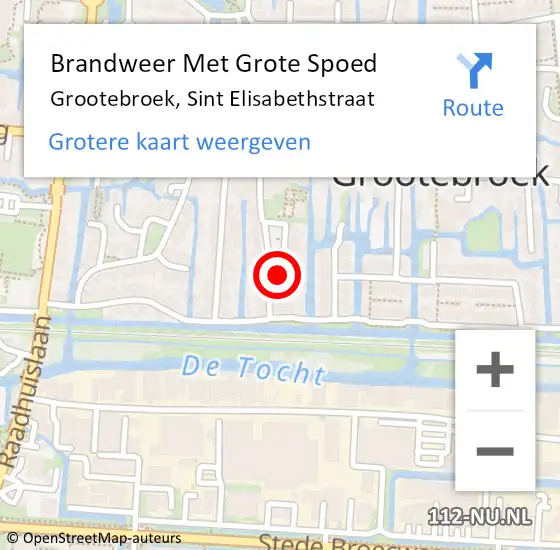 Locatie op kaart van de 112 melding: Brandweer Met Grote Spoed Naar Grootebroek, Sint Elisabethstraat op 6 januari 2024 02:35