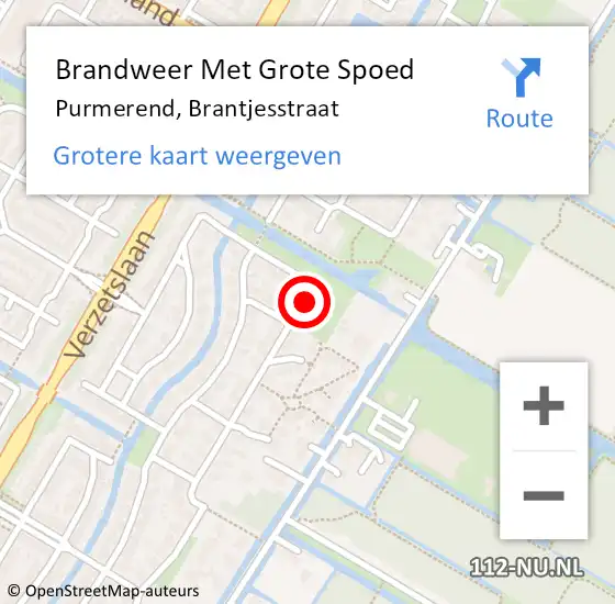 Locatie op kaart van de 112 melding: Brandweer Met Grote Spoed Naar Purmerend, Brantjesstraat op 6 januari 2024 02:37