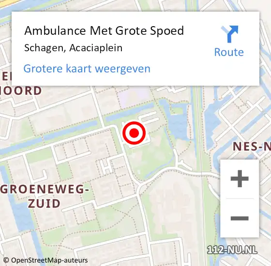 Locatie op kaart van de 112 melding: Ambulance Met Grote Spoed Naar Schagen, Acaciaplein op 6 januari 2024 03:11