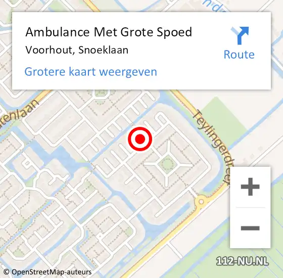 Locatie op kaart van de 112 melding: Ambulance Met Grote Spoed Naar Voorhout, Snoeklaan op 6 januari 2024 03:34