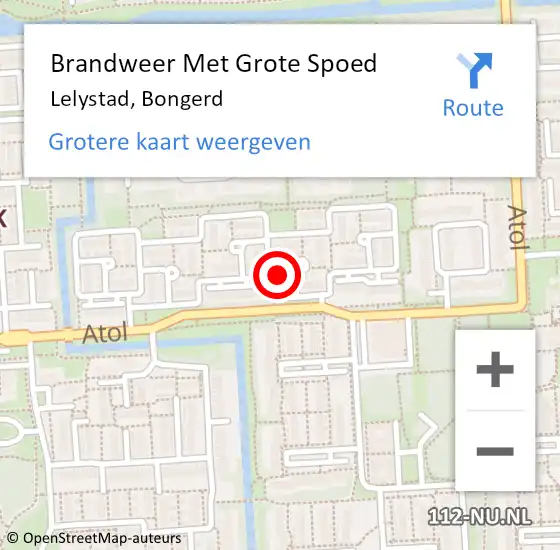 Locatie op kaart van de 112 melding: Brandweer Met Grote Spoed Naar Lelystad, Bongerd op 6 januari 2024 03:45