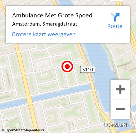Locatie op kaart van de 112 melding: Ambulance Met Grote Spoed Naar Amsterdam, Smaragdstraat op 6 januari 2024 03:49