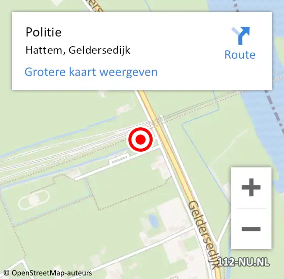 Locatie op kaart van de 112 melding: Politie Hattem, Geldersedijk op 6 januari 2024 04:40