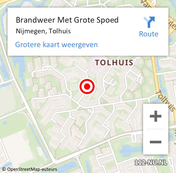 Locatie op kaart van de 112 melding: Brandweer Met Grote Spoed Naar Nijmegen, Tolhuis op 6 januari 2024 05:24