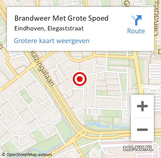 Locatie op kaart van de 112 melding: Brandweer Met Grote Spoed Naar Eindhoven, Elegaststraat op 6 januari 2024 05:39