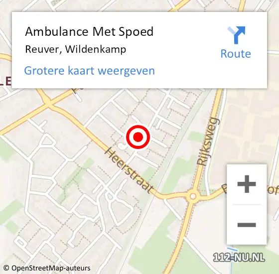 Locatie op kaart van de 112 melding: Ambulance Met Spoed Naar Reuver, Wildenkamp op 6 januari 2024 05:55