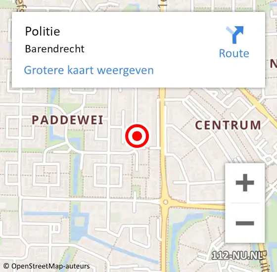 Locatie op kaart van de 112 melding: Politie Barendrecht op 6 januari 2024 05:57