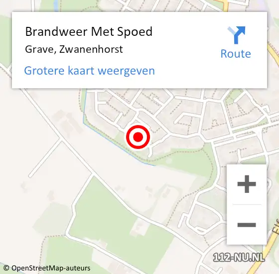 Locatie op kaart van de 112 melding: Brandweer Met Spoed Naar Grave, Zwanenhorst op 6 januari 2024 07:05