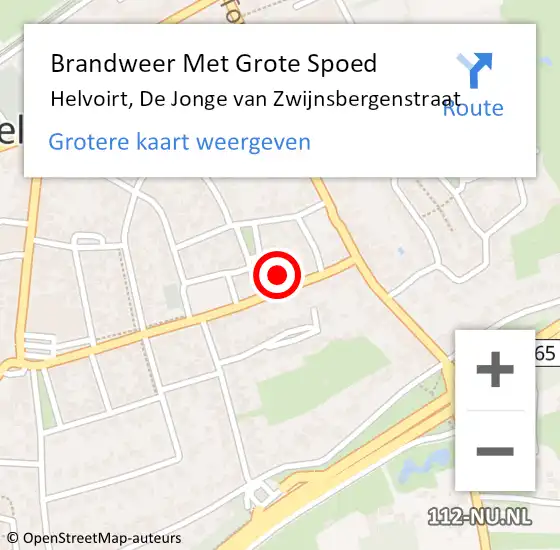 Locatie op kaart van de 112 melding: Brandweer Met Grote Spoed Naar Helvoirt, De Jonge van Zwijnsbergenstraat op 6 januari 2024 07:34