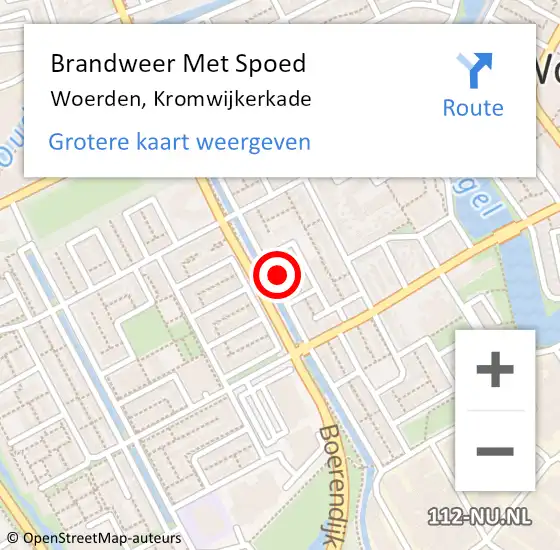 Locatie op kaart van de 112 melding: Brandweer Met Spoed Naar Woerden, Kromwijkerkade op 6 januari 2024 07:51