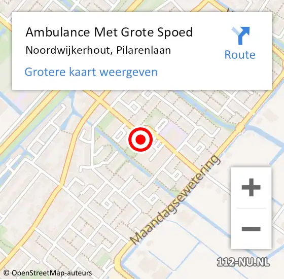 Locatie op kaart van de 112 melding: Ambulance Met Grote Spoed Naar Noordwijkerhout, Pilarenlaan op 6 januari 2024 07:59