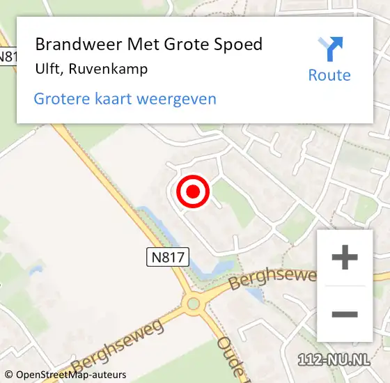 Locatie op kaart van de 112 melding: Brandweer Met Grote Spoed Naar Ulft, Ruvenkamp op 6 januari 2024 08:19