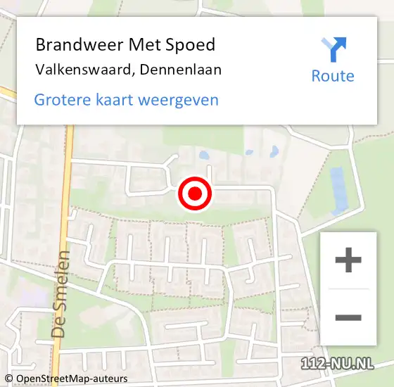 Locatie op kaart van de 112 melding: Brandweer Met Spoed Naar Valkenswaard, Dennenlaan op 6 januari 2024 08:29