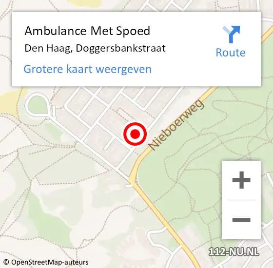Locatie op kaart van de 112 melding: Ambulance Met Spoed Naar Den Haag, Doggersbankstraat op 6 januari 2024 09:18