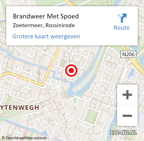 Locatie op kaart van de 112 melding: Brandweer Met Spoed Naar Zoetermeer, Rossinirode op 6 januari 2024 09:36