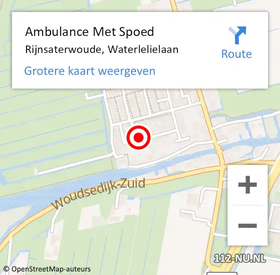 Locatie op kaart van de 112 melding: Ambulance Met Spoed Naar Rijnsaterwoude, Waterlelielaan op 6 januari 2024 09:38