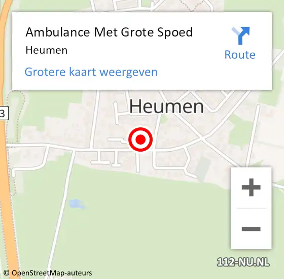 Locatie op kaart van de 112 melding: Ambulance Met Grote Spoed Naar Heumen op 6 januari 2024 09:44