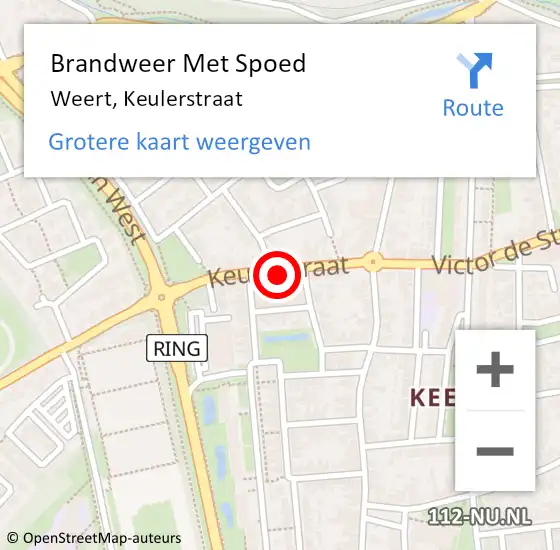 Locatie op kaart van de 112 melding: Brandweer Met Spoed Naar Weert, Keulerstraat op 6 januari 2024 09:47