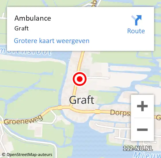 Locatie op kaart van de 112 melding: Ambulance Graft op 6 januari 2024 10:02
