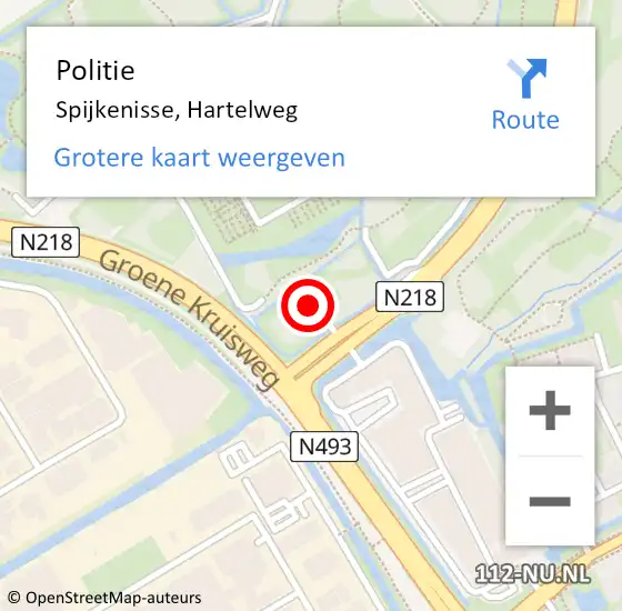 Locatie op kaart van de 112 melding: Politie Spijkenisse, Hartelweg op 6 januari 2024 10:26