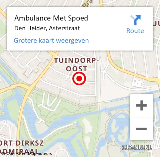 Locatie op kaart van de 112 melding: Ambulance Met Spoed Naar Den Helder, Asterstraat op 6 januari 2024 10:32