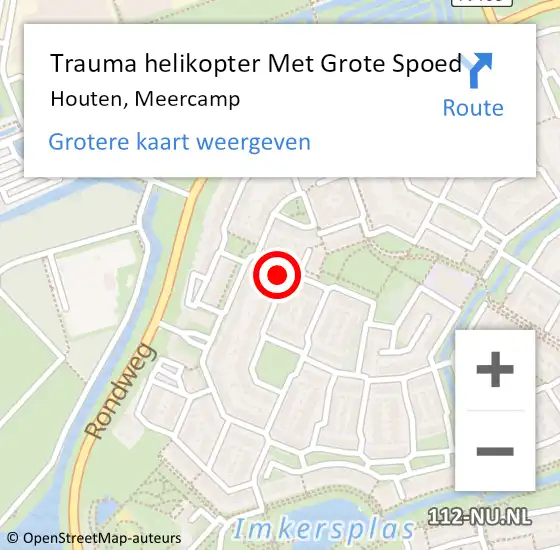 Locatie op kaart van de 112 melding: Trauma helikopter Met Grote Spoed Naar Houten, Meercamp op 6 januari 2024 10:47
