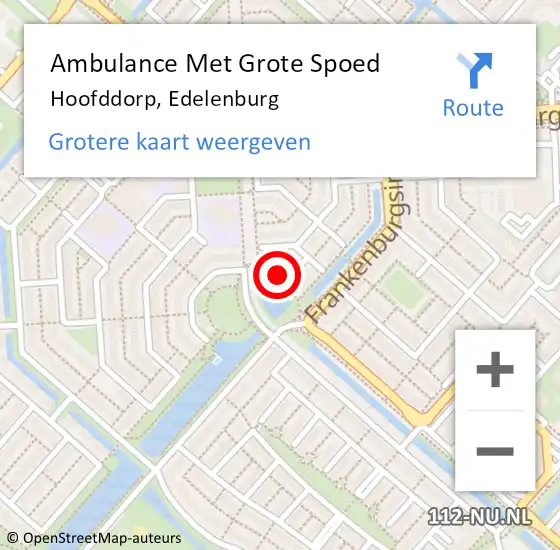 Locatie op kaart van de 112 melding: Ambulance Met Grote Spoed Naar Hoofddorp, Edelenburg op 6 januari 2024 11:01