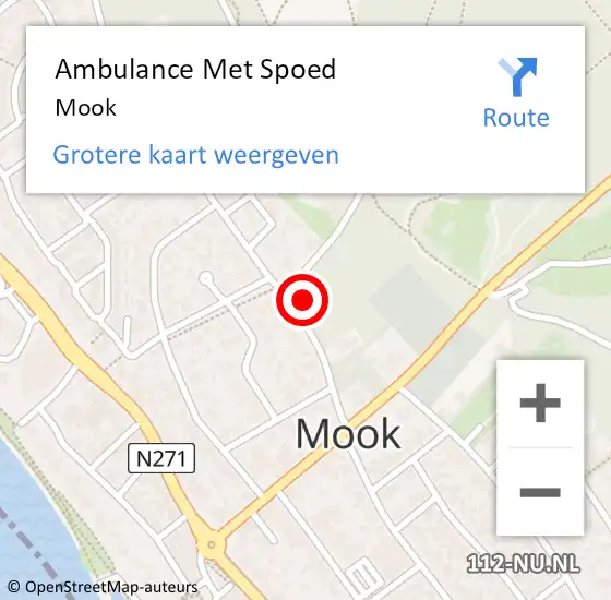 Locatie op kaart van de 112 melding: Ambulance Met Spoed Naar Mook op 6 januari 2024 11:08