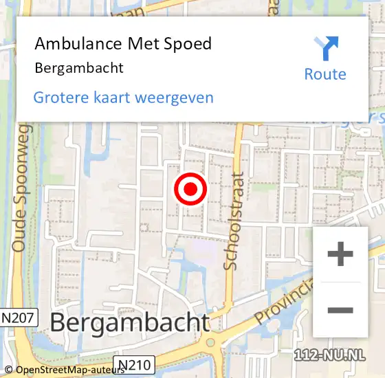 Locatie op kaart van de 112 melding: Ambulance Met Spoed Naar Bergambacht op 6 januari 2024 11:10