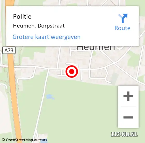 Locatie op kaart van de 112 melding: Politie Heumen, Dorpstraat op 6 januari 2024 11:13