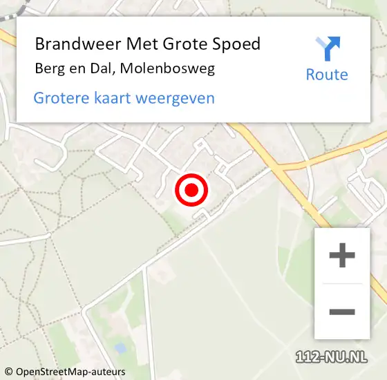 Locatie op kaart van de 112 melding: Brandweer Met Grote Spoed Naar Berg en Dal, Molenbosweg op 6 januari 2024 11:15