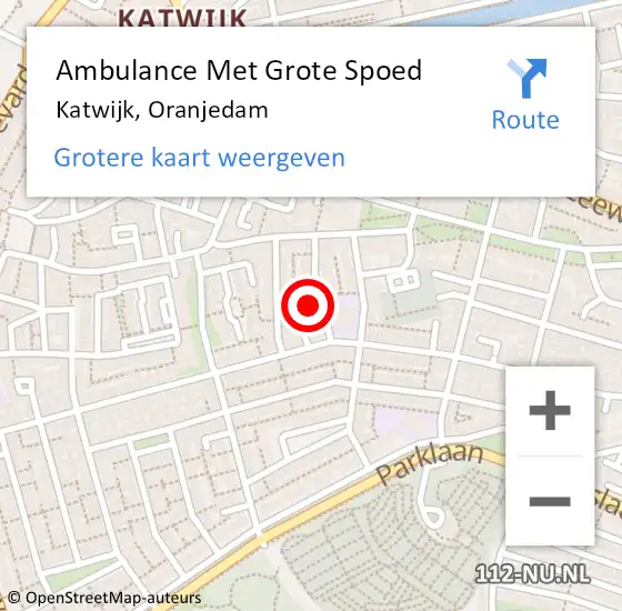 Locatie op kaart van de 112 melding: Ambulance Met Grote Spoed Naar Katwijk, Oranjedam op 6 januari 2024 11:16