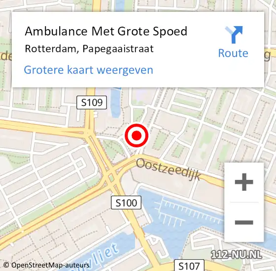 Locatie op kaart van de 112 melding: Ambulance Met Grote Spoed Naar Rotterdam, Papegaaistraat op 6 januari 2024 11:24